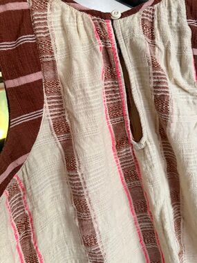 Ace & Jig Cream, Brown & Pink Striped Cotton Tank